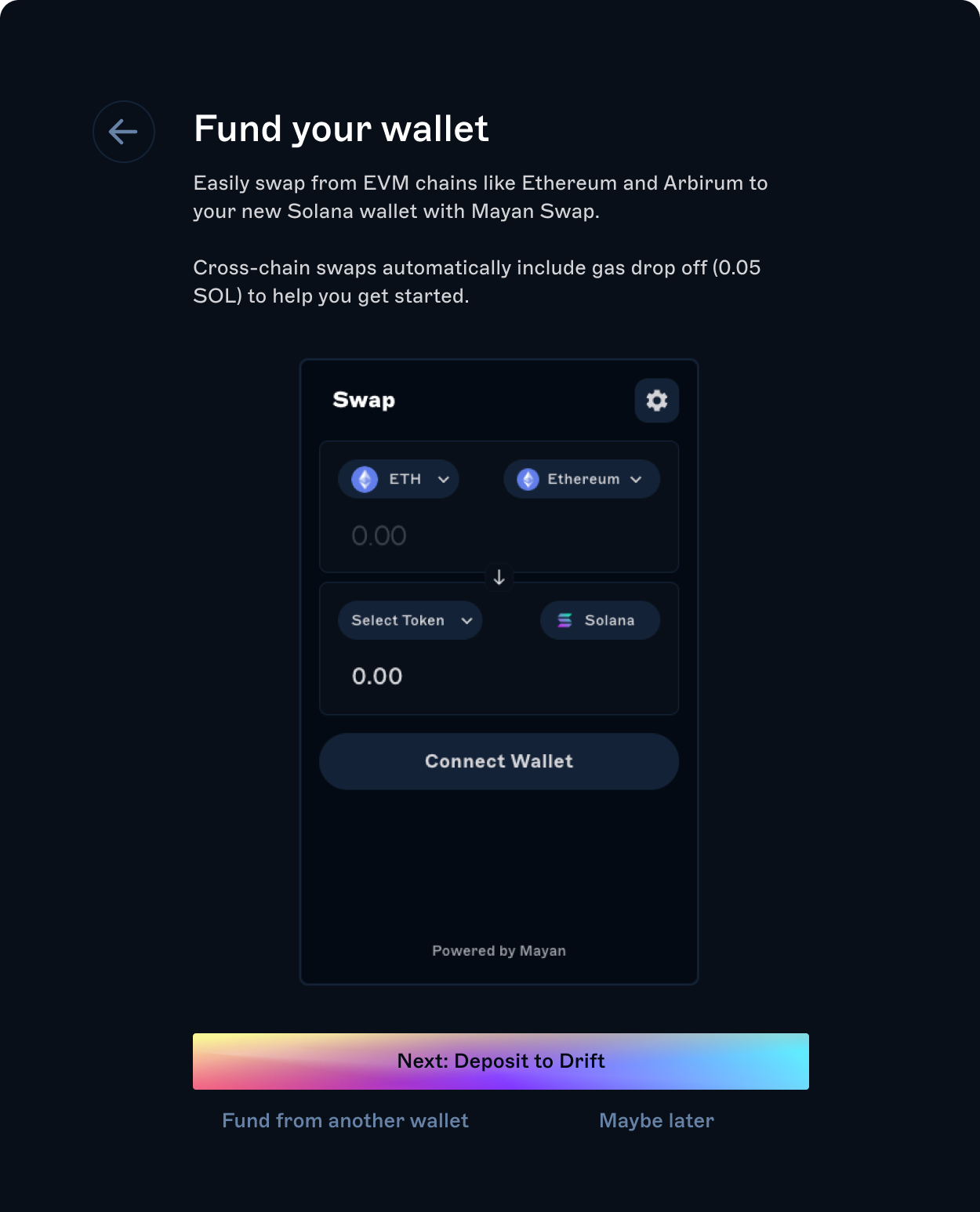 Onboarding: Fund your wallet