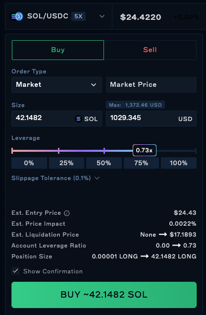 Spot margin trade form